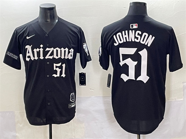 Men's Arizona Diamondbacks #51 Randy Johnson Black 'Gothic Desert Fang Edition' Vapor Premier Limited Stitched Baseball Jersey